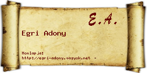 Egri Adony névjegykártya